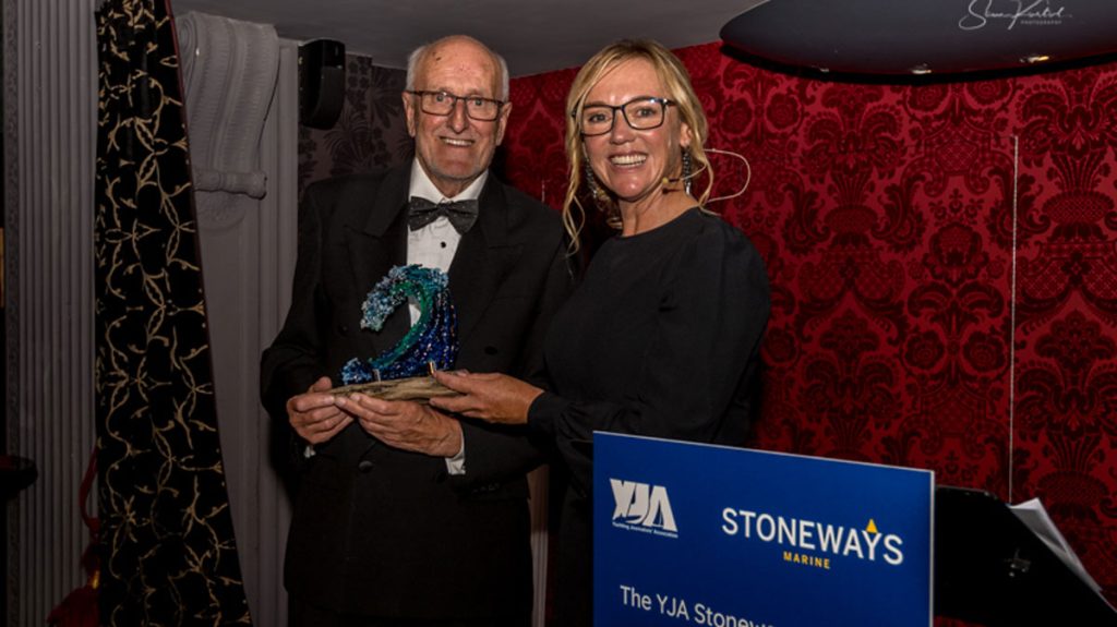 Chris English was honoured for his YJA work with a special award in 2021, presented to him by Shirley Robinson OBE